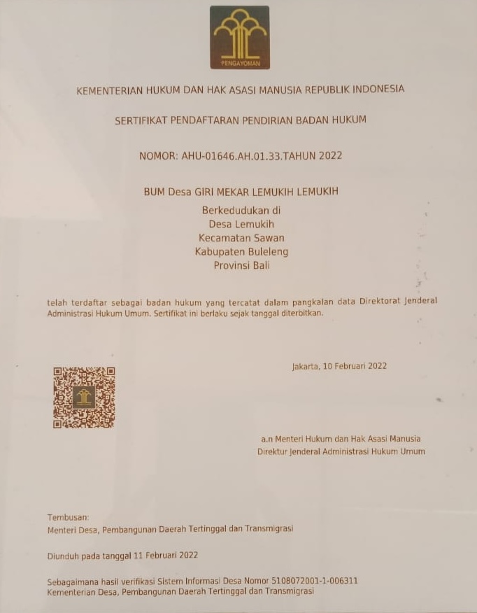 Legalitas Certificate